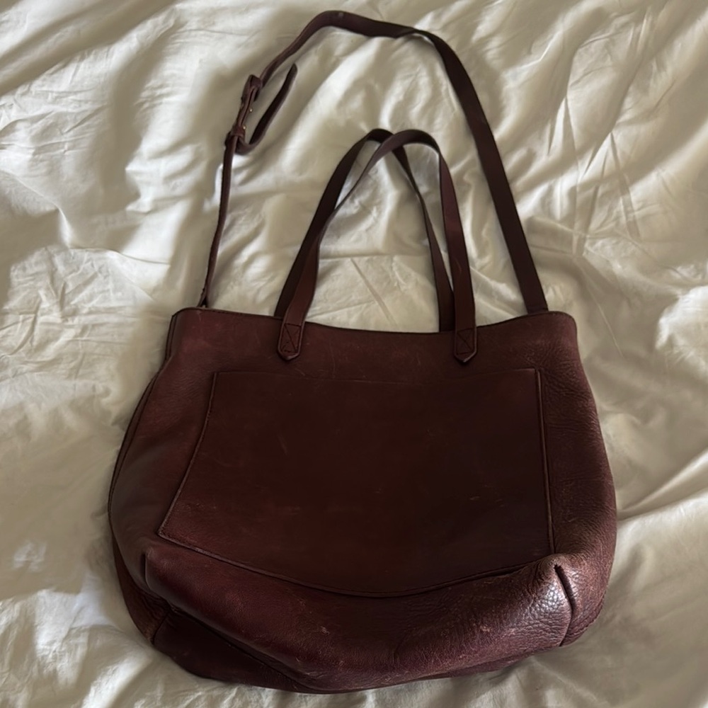 Burgundy Leather Tote Bag by Madewell